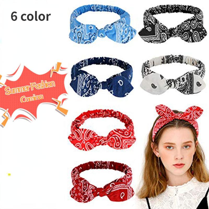 Paisley Print Headband Boho Hair Band Retro Cross Knot Elastic Hair Band