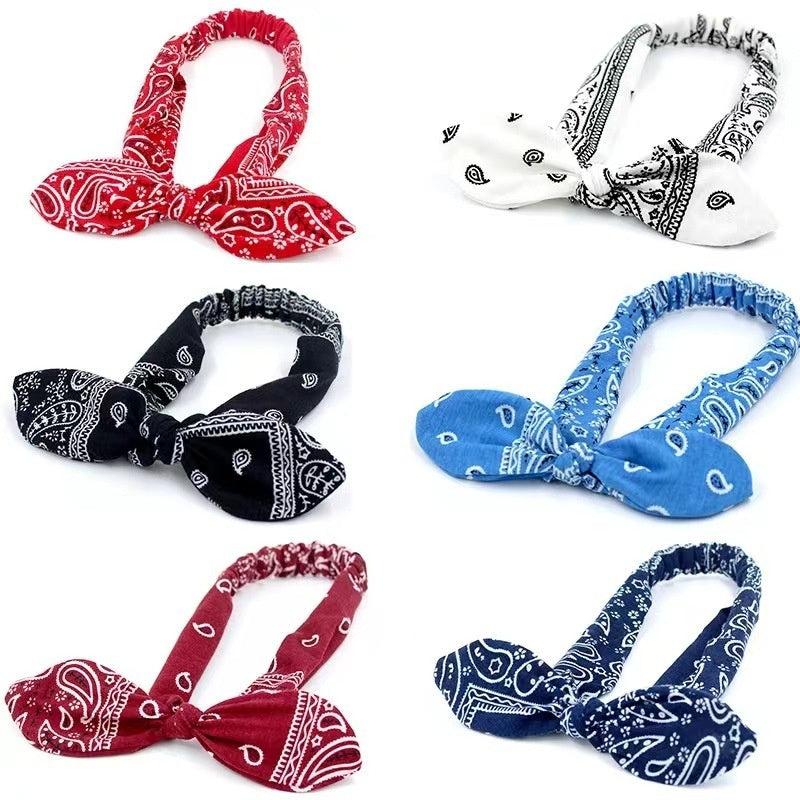 Paisley Print Headband Boho Hair Band Retro Cross Knot Elastic Hair Band
