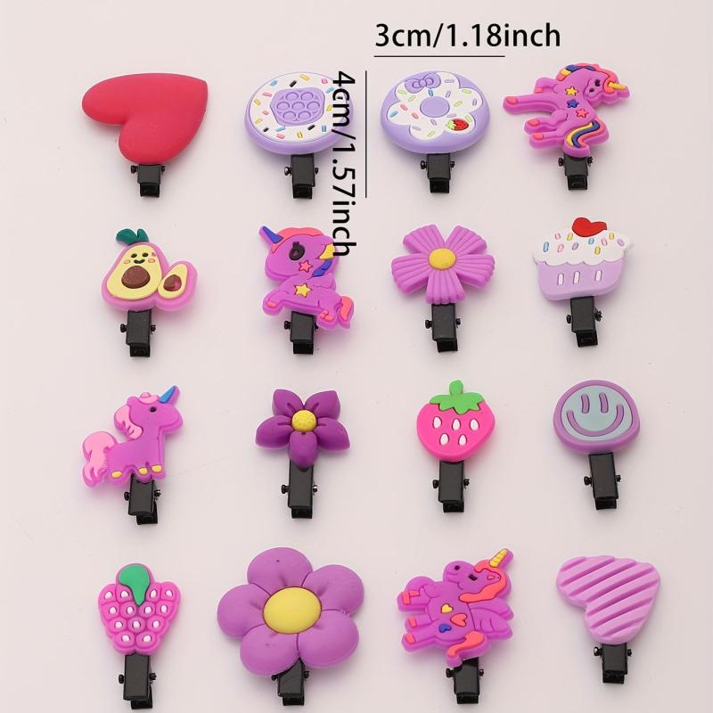 16pcs Purple Series Hair Clips for Girls