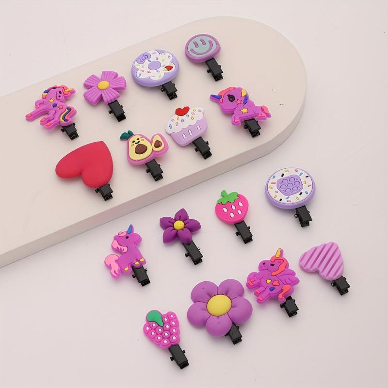 16pcs Purple Series Hair Clips for Girls