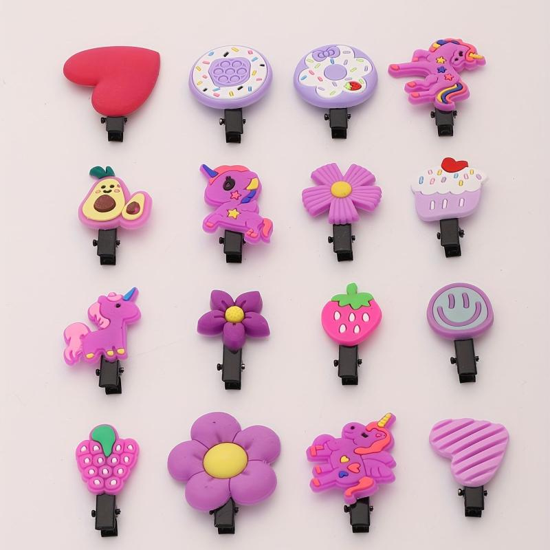 16pcs Purple Series Hair Clips for Girls