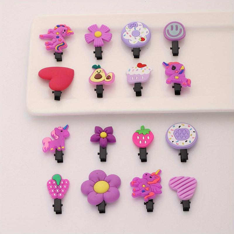 16pcs Purple Series Hair Clips for Girls