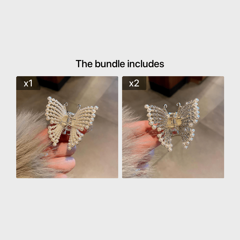 Faux Pearl Butterfly Hair Claw Clip Strong Hold Non Slip Jaw Clamps