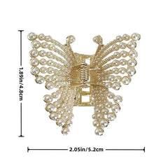 Faux Pearl Butterfly Hair Claw Clip Strong Hold Non Slip Jaw Clamps