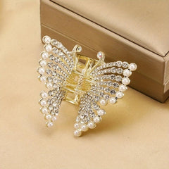 Faux Pearl Butterfly Hair Claw Clip Strong Hold Non Slip Jaw Clamps