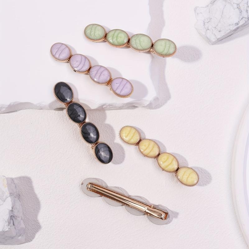 5pcs Hair Clips Marbling Bobby Pin Hair Slides Non Slip Hair Decoration
