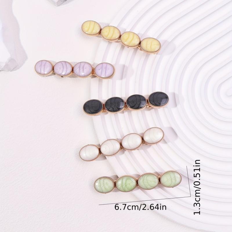 5pcs Hair Clips Marbling Bobby Pin Hair Slides Non Slip Hair Decoration