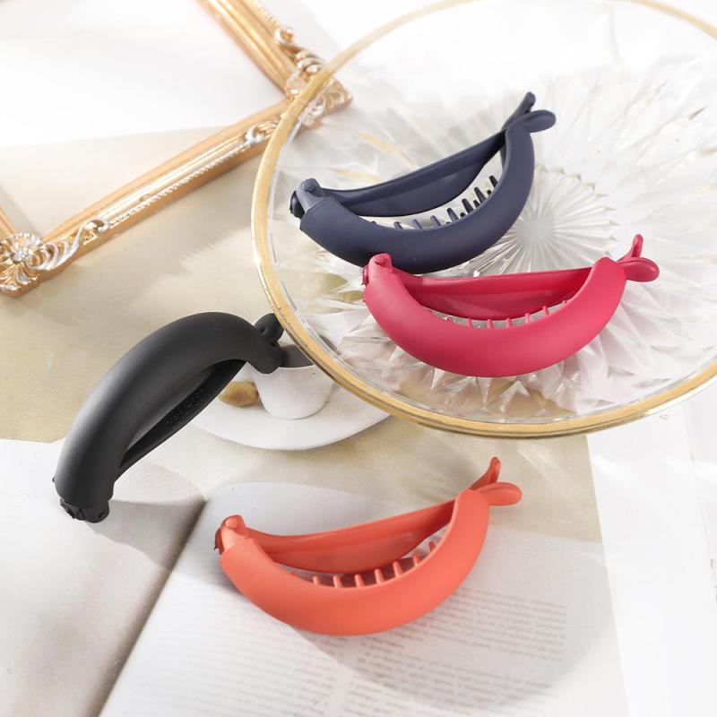 Solid Banana Hair Clips Hair Claws Barrettes Ponytail Holder