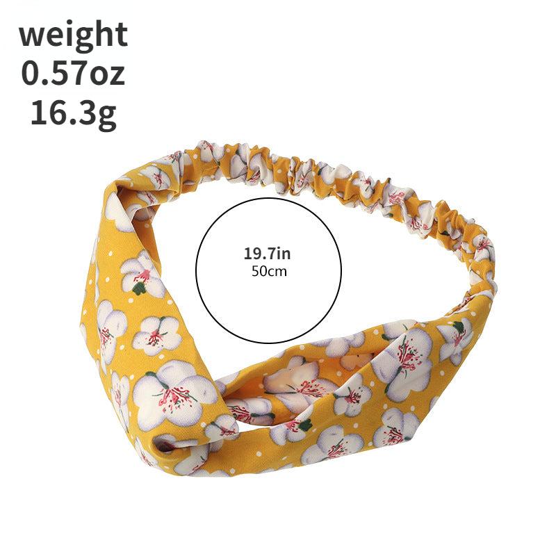 Flower Fabric Headband Elastic Cross Knotted Hair Accessory