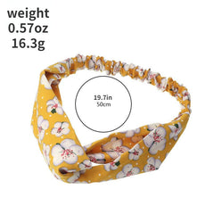 Flower Fabric Headband Elastic Cross Knotted Hair Accessory