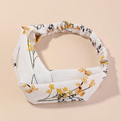 Flower Fabric Headband Elastic Cross Knotted Hair Accessory