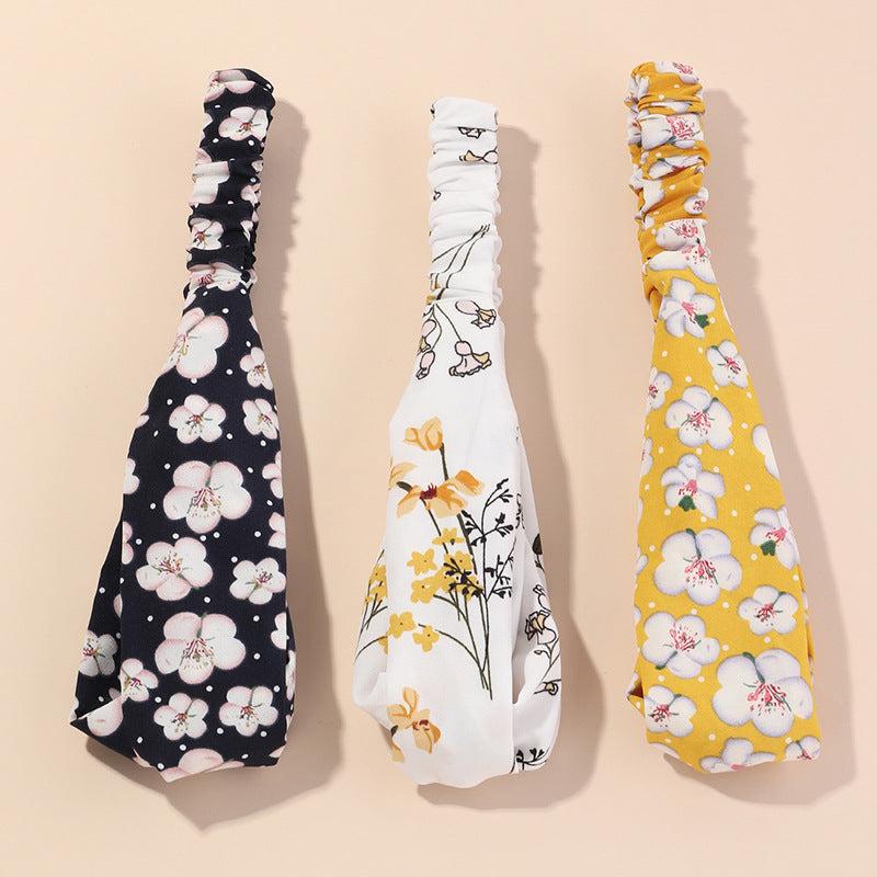 Flower Fabric Headband Elastic Cross Knotted Hair Accessory