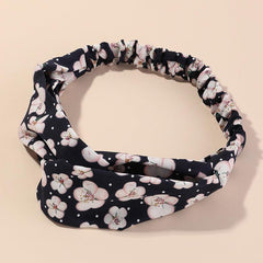 Flower Fabric Headband Elastic Cross Knotted Hair Accessory
