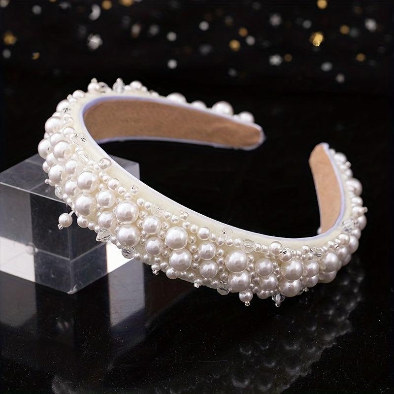 Pearl Headband Bling Faux Rhinestones Hairband Bridal Wedding Accessories