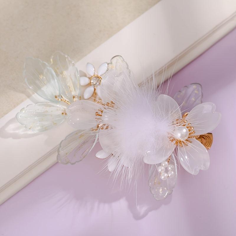 Chinese Style Duck Billed Clip Beaded Tassel Hair Accessories For Hanfu