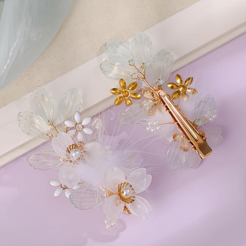 Chinese Style Duck Billed Clip Beaded Tassel Hair Accessories For Hanfu