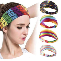 Rainbow Sports Headband Sweat Absorbing Non Slip Yoga Tennis Headband