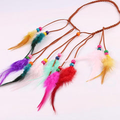 Boho Faux Leather Headband Colorful Hair Band Retro Style Hair Accessories