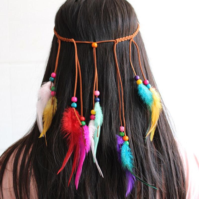 Boho Faux Leather Headband Colorful Hair Band Retro Style Hair Accessories