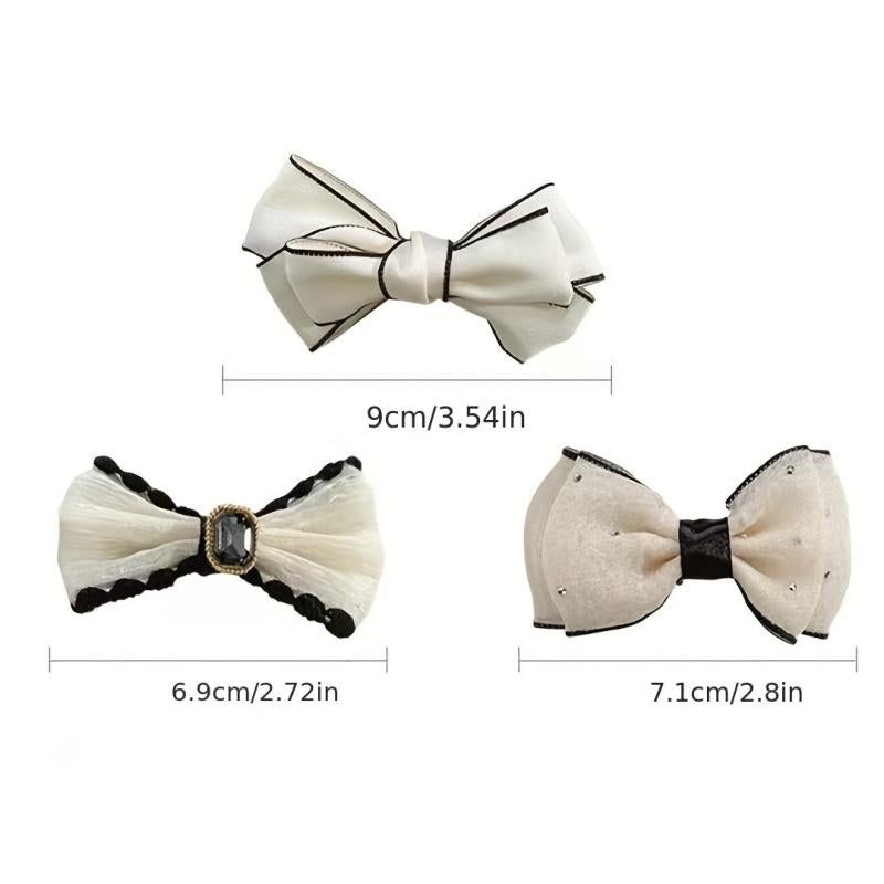 Large Bow Hair Clip Mesh Duckbill Barrette Lace Non Slip Hair Decor