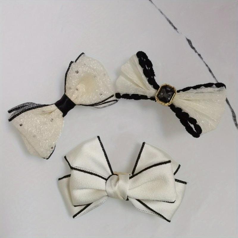 Large Bow Hair Clip Mesh Duckbill Barrette Lace Non Slip Hair Decor