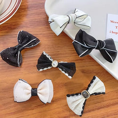 Large Bow Hair Clip Mesh Duckbill Barrette Lace Non Slip Hair Decor
