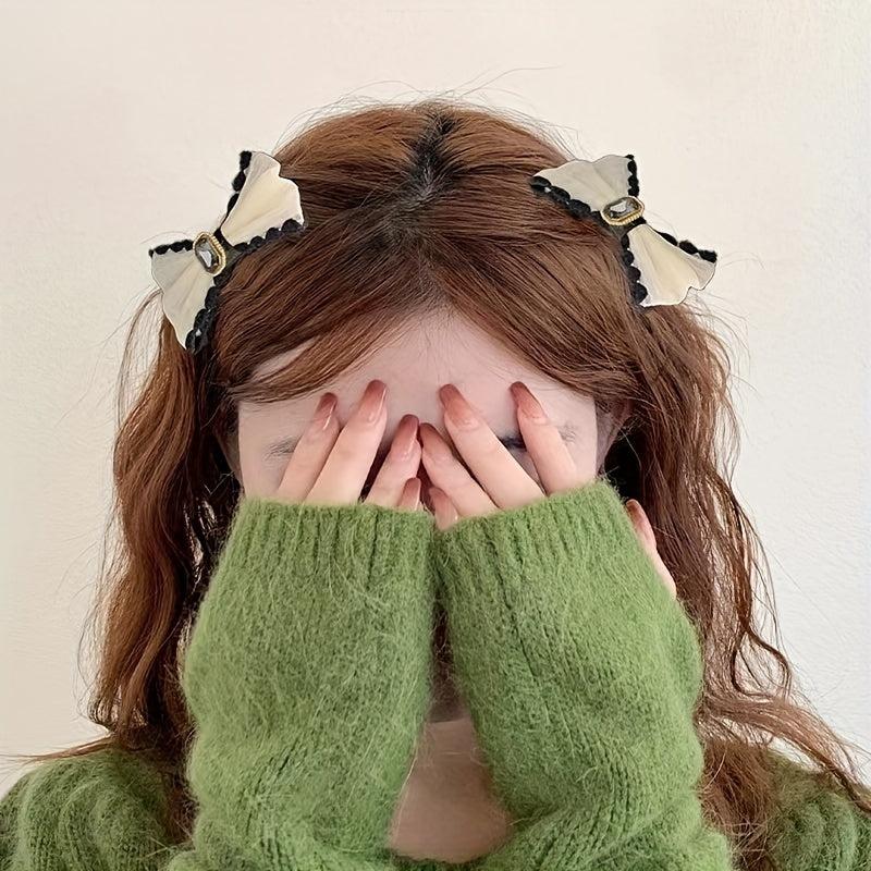Large Bow Hair Clip Mesh Duckbill Barrette Lace Non Slip Hair Decor