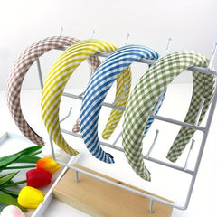 4pcs Colorful Checkered Headband Sponge Padded Head Hoop Sweet Hair Band