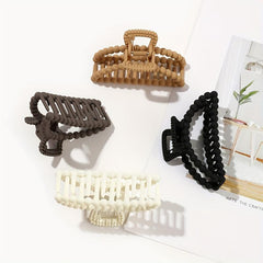 4Pcs Retro Beads Shape Hair Claws Matte Shark Claw Ponytail Holder