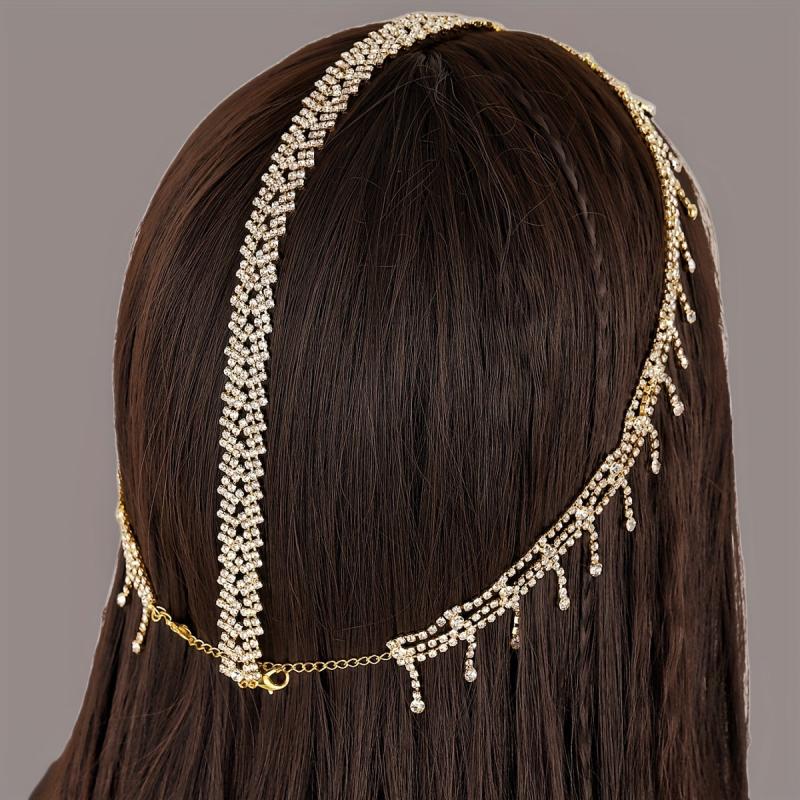 Rhinestone Tassel Pendant Bride Headband Hair Accessories