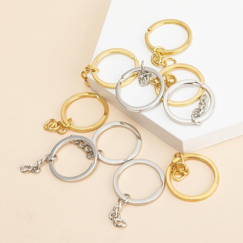 20pcs Bulk Keychain DIY Accessories Split Keyrings With Link Chain