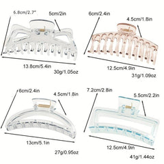 4pcs Resin Hair Claw Clips Transparent Nonslip Ponytail Holder Hair Clip