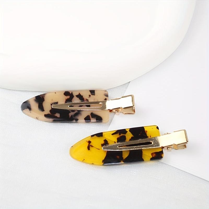 4pcs Tortoiseshell Hair Clips Acetate Retro Duckbill Clip Non Crease Hair Slides
