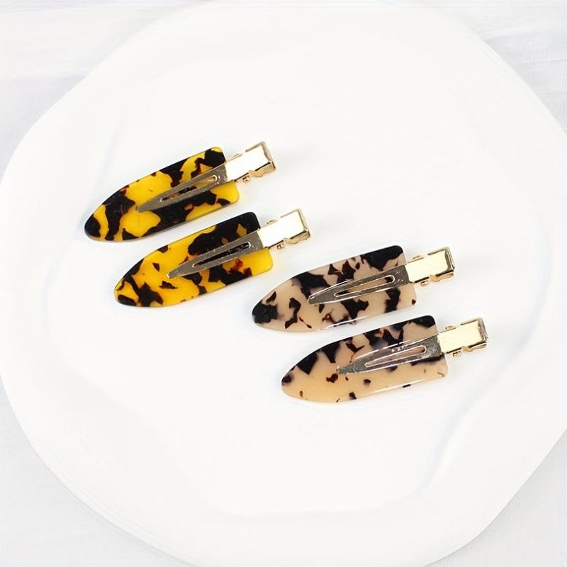 4pcs Tortoiseshell Hair Clips Acetate Retro Duckbill Clip Non Crease Hair Slides