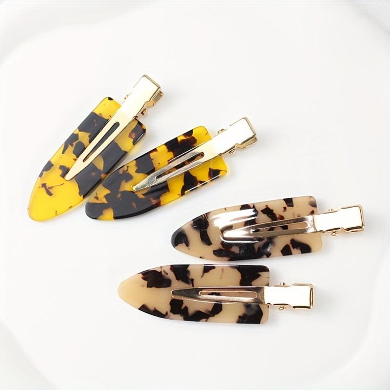 4pcs Tortoiseshell Hair Clips Acetate Retro Duckbill Clip Non Crease Hair Slides