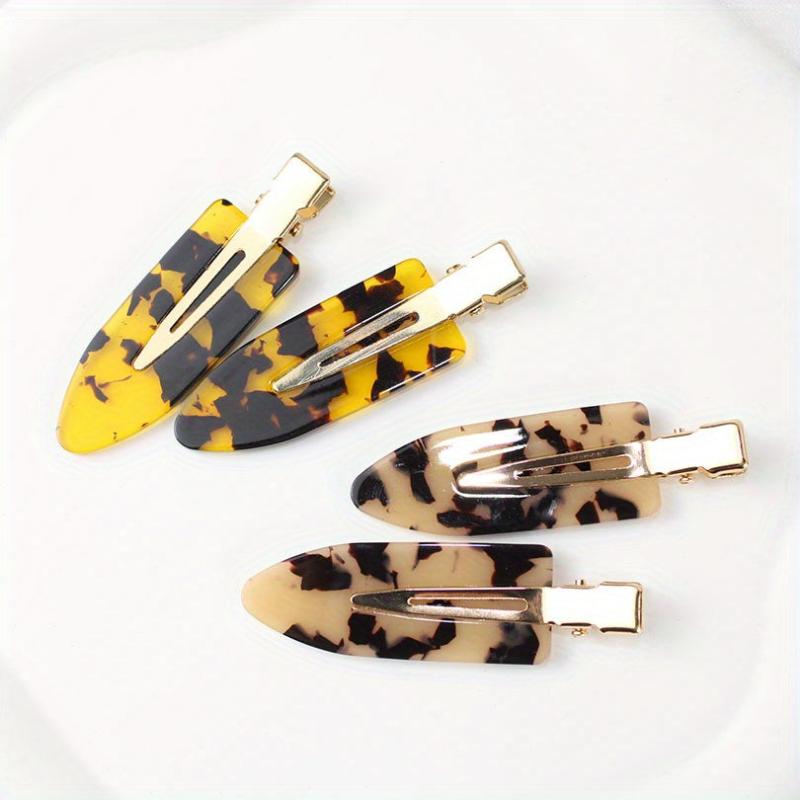 4pcs Tortoiseshell Hair Clips Acetate Retro Duckbill Clip Non Crease Hair Slides