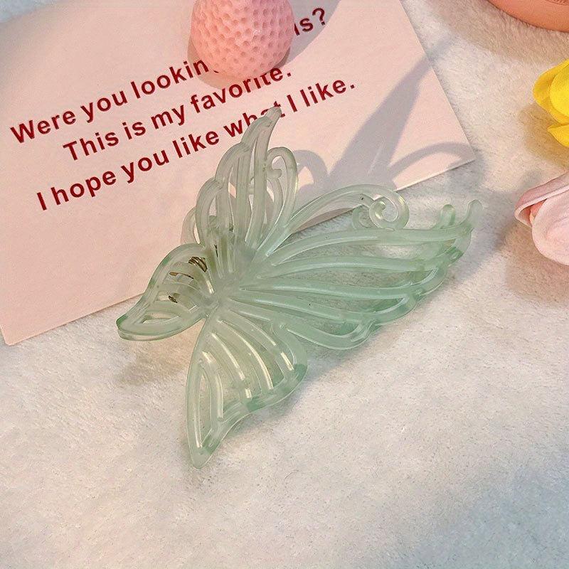 Boho Butterfly Hair Claw Clip Large Banana Clip Clear Matte Jaw Clamp Clip