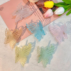 Boho Butterfly Hair Claw Clip Large Banana Clip Clear Matte Jaw Clamp Clip