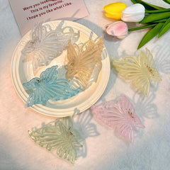 Boho Butterfly Hair Claw Clip Large Banana Clip Clear Matte Jaw Clamp Clip