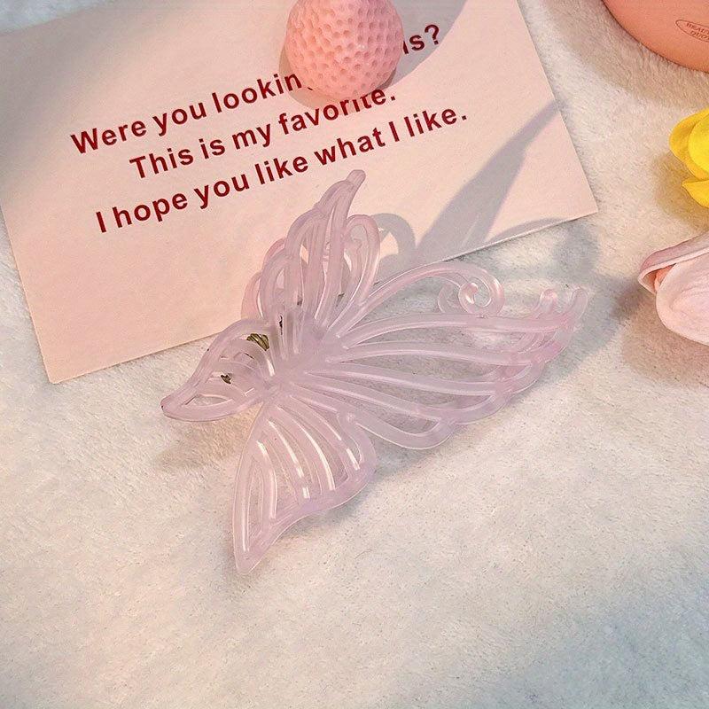 Boho Butterfly Hair Claw Clip Large Banana Clip Clear Matte Jaw Clamp Clip