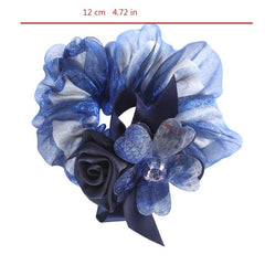 Rose Flower Rhinestone Hair Bows Elastics Bands Bobble Hair Ties
