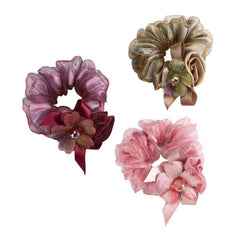 Rose Flower Rhinestone Hair Bows Elastics Bands Bobble Hair Ties
