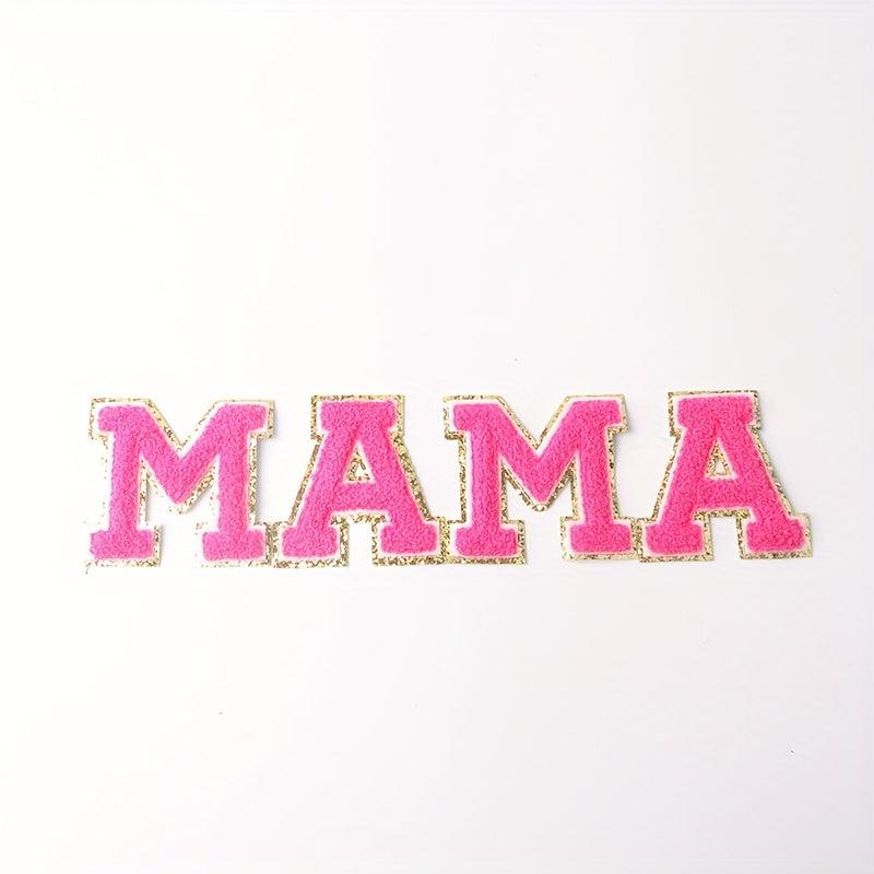 4pcs Iron On English Letters Stickers Towel Patches MAMA Clothes Accessories