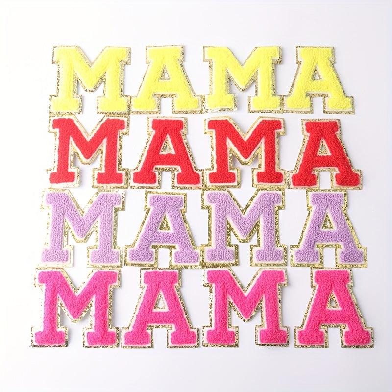 4pcs Iron On English Letters Stickers Towel Patches MAMA Clothes Accessories