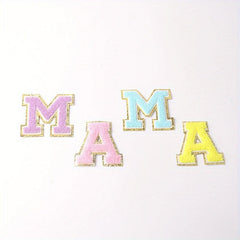 4pcs Iron On English Letters Stickers Towel Patches MAMA Clothes Accessories
