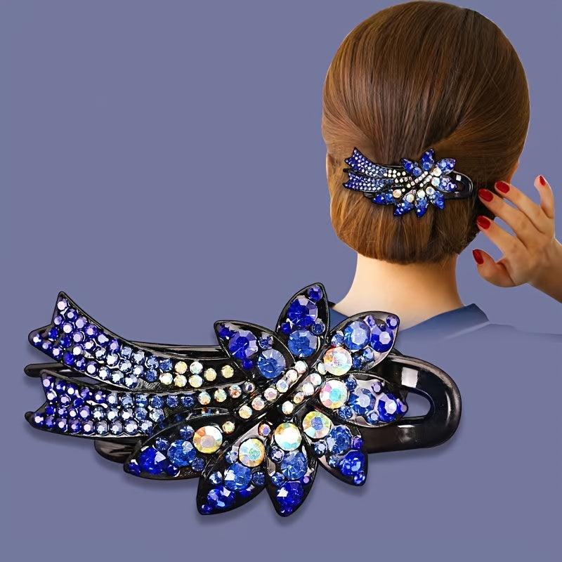 Rhinestone Flower Hair Clip Hair Claws Vintage Hairclip