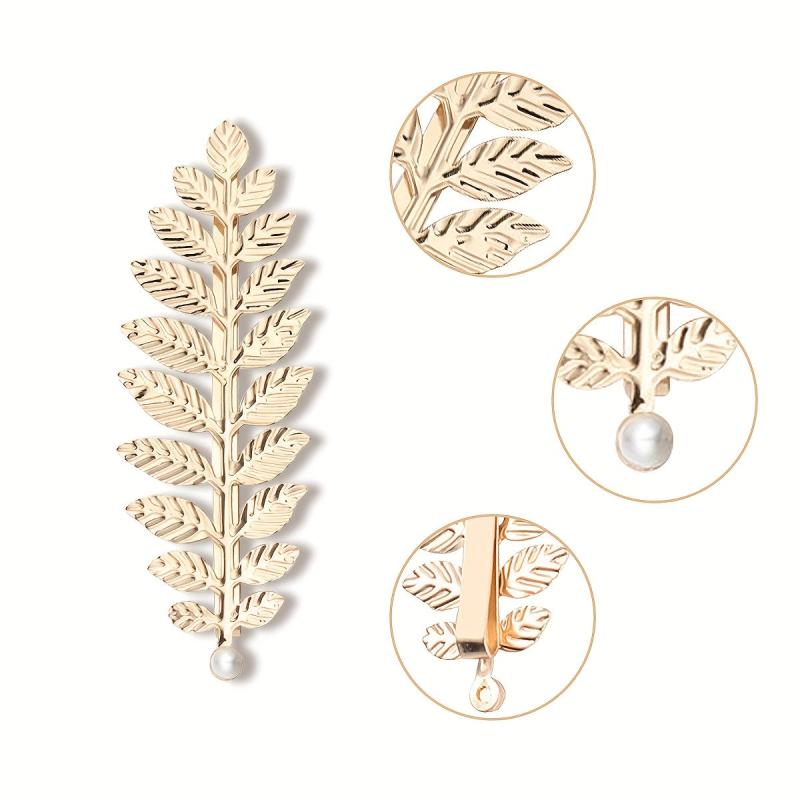 2 Pcs Golden Leaf Hair Clips for Greek Goddess Costumes