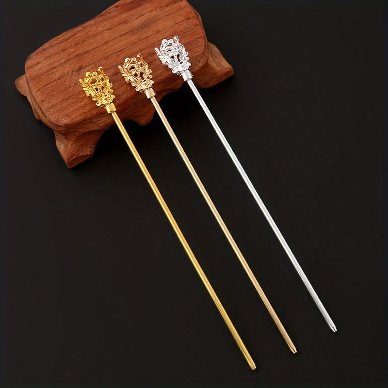 Crown Hair Pin Retro Hair Stick Metal Hair Bun Maker Non Slip Hair Decoration