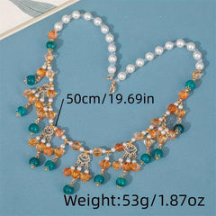 Vintage Style Faux Pearl Beaded Necklace With Pendant Cheongsam Accessories