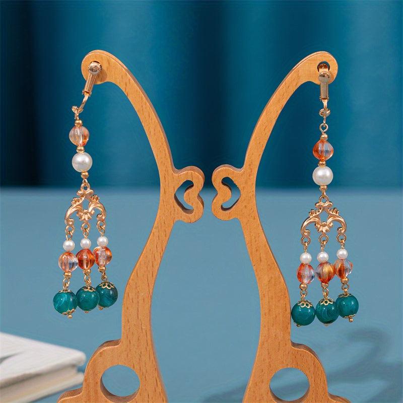 Vintage Style Faux Pearl Beaded Necklace With Pendant Cheongsam Accessories
